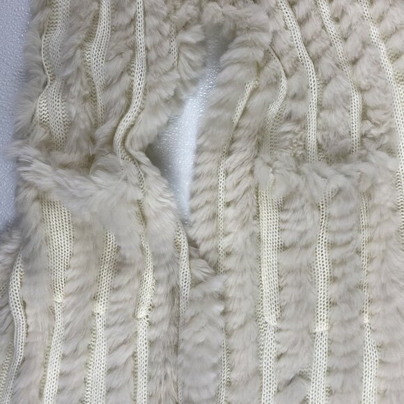 Love Token Women M Ivory Rabbit Fur & Acrylic Knit Vest Scarf Combo With Pockets - Picture 8 of 9